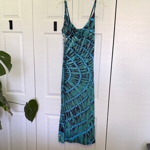 Blue-Green Tie-Dye Maxi Dress